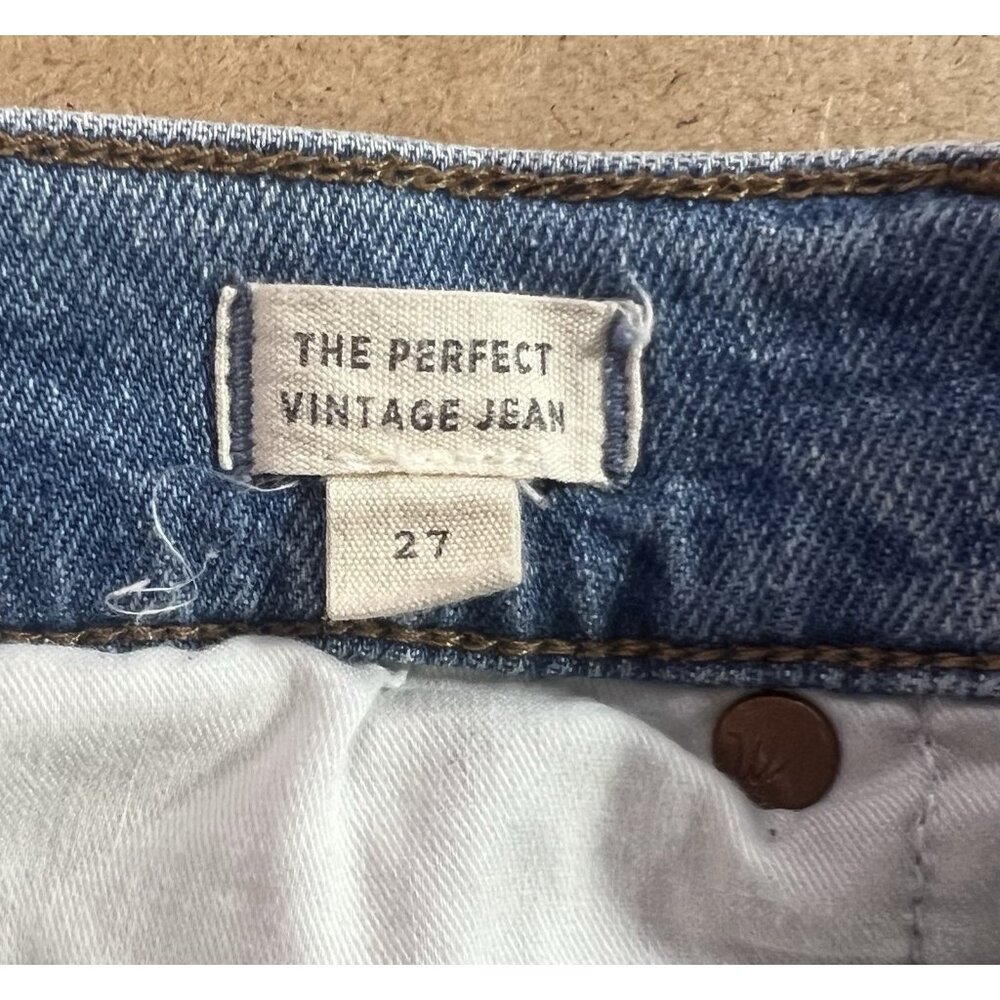 Madewell Women 27 the perfect vintage straight jeans Denman Wash Distressed - Picture 11 of 16
